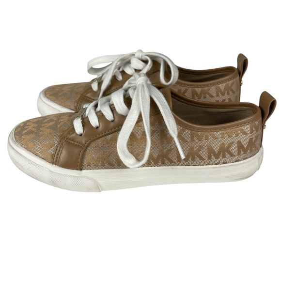 Michael Kors Kids Ashanti Signature Logo Sneakers Tan Size 2 - Picture 3 of 9